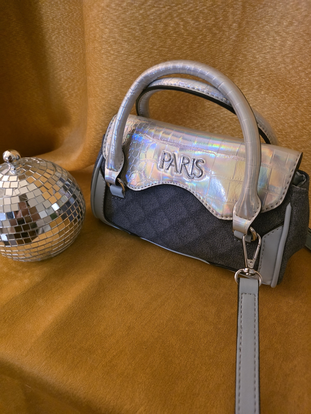 Paris Hilton Iridescent Top-Handle Satchel in Silver and Blue